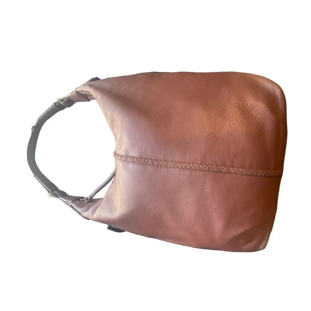 Lucky Brand brown leather over the shoulder  large hobo bag rare